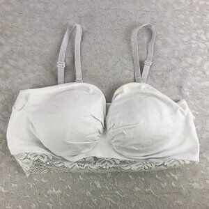 Rhonda Shear White Seamless 3-in-1 Convertible Bra with Lace Trim Size L NWT